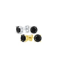 Bling Jewelry Set of 2 Round Solitaire Cz Cubic Zirconia Stud Earrings Gold Plated .925 Sterling Silver 5-10MM