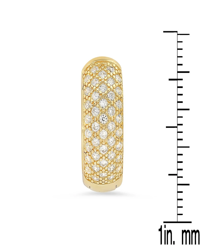 Steeltime Women's Simulated Diamonds Rounded Huggie Earrings