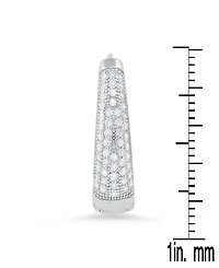 Steeltime Women's Sterling Silver and Simulated Diamonds Oval Huggie Earrings