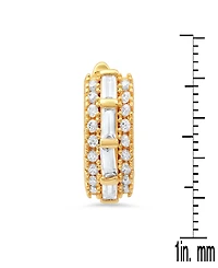 Steeltime Women's 18K Gold Plated Brass Simulated Diamonds Huggie Earrings