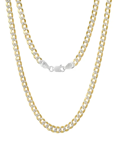 Steeltime Unisex Sterling Silver and 18K Gold Plated Diamond Cut Curb Link Necklace