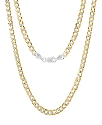 Steeltime Unisex Sterling Silver and 18K Gold Plated Diamond Cut Curb Link Necklace