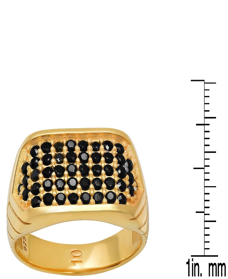 Steeltime Men's 14K Gold Plated and Sterling Silver Simulated Black Diamonds Ring
