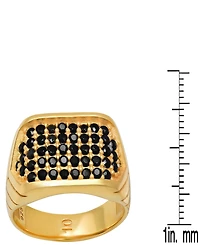 Steeltime Men's 14K Gold Plated and Sterling Silver Simulated Black Diamonds Ring