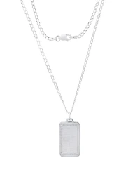 Steeltime Men's Sterling Silver Lords Prayer Dog Tag Pendant Necklace