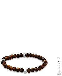 Steeltime Men's Sterling Silver and Tiger Eye Beaded Stretch Bracelet