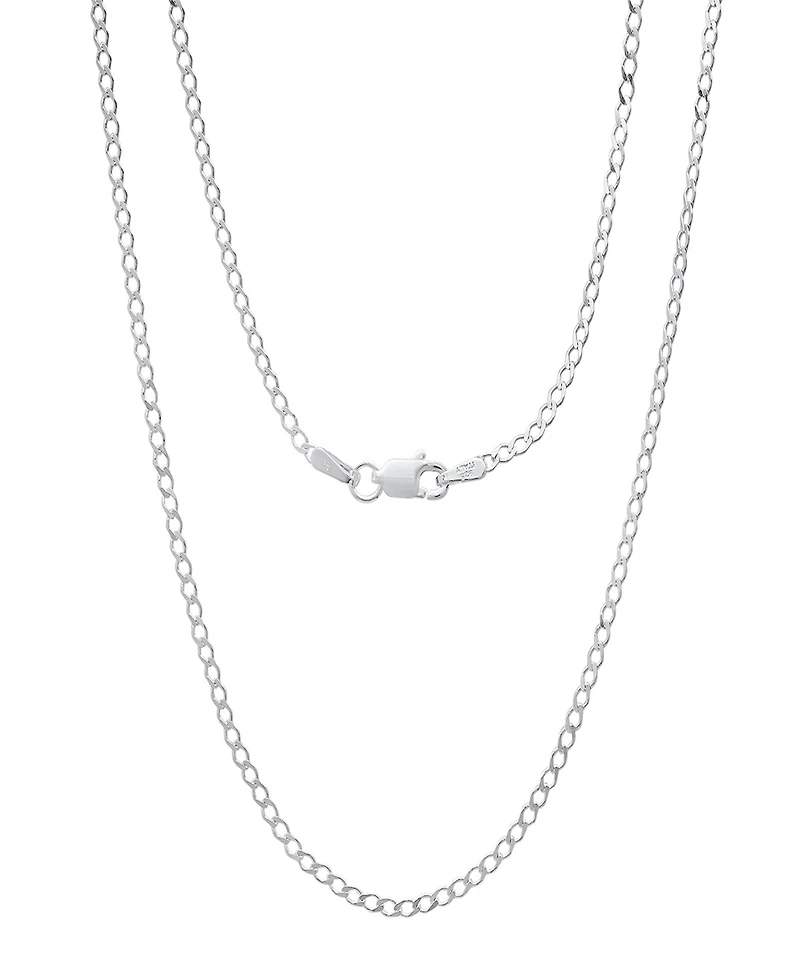 Steeltime Unisex Sterling Silver Cuban Flat Necklace