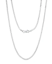 Steeltime Unisex Sterling Silver Cuban Flat Necklace