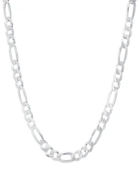Steeltime Unisex Sterling Silver Figaro Superflat Necklace