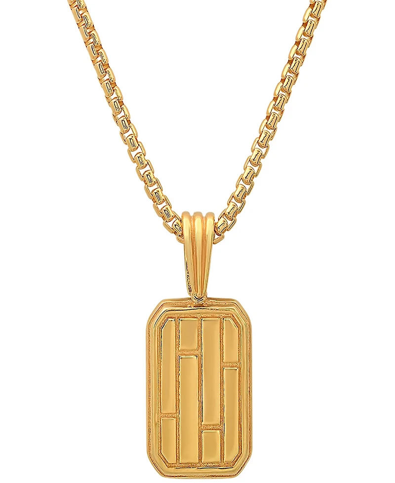 Steeltime Men's Dog Tag Brick Pendant Necklace