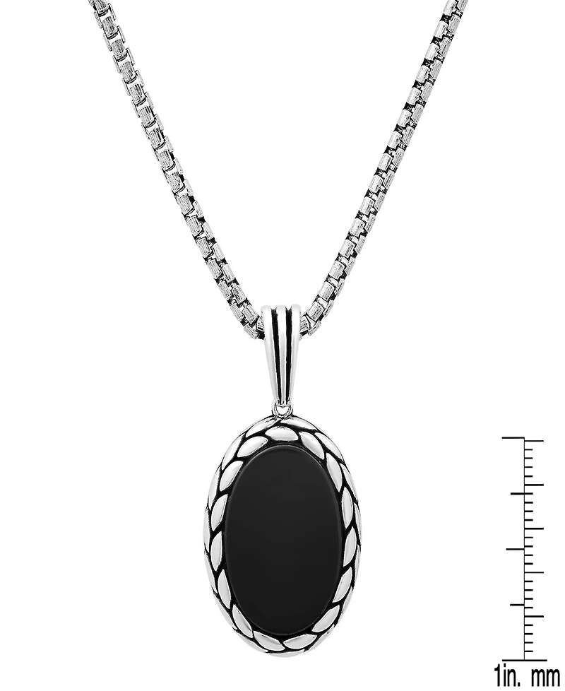 Steeltime Men's Simulated Black Onyx Oval Pendant Necklace