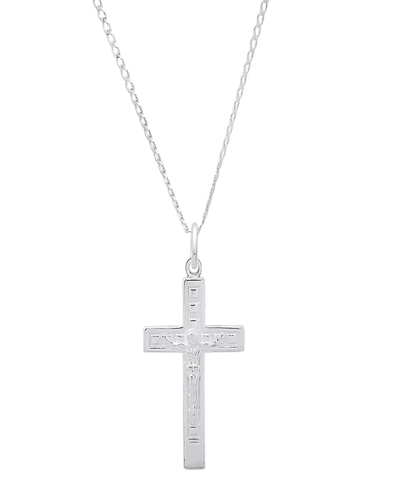 Steeltime Men's Sterling Silver Crucifix Paired Pendant Necklace