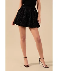 endless rose Women's Sequins Floral Mini Skirt