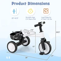 Toddler Convertible Trike with 86° Limited Steering Angle and Carbon Steel Frame
