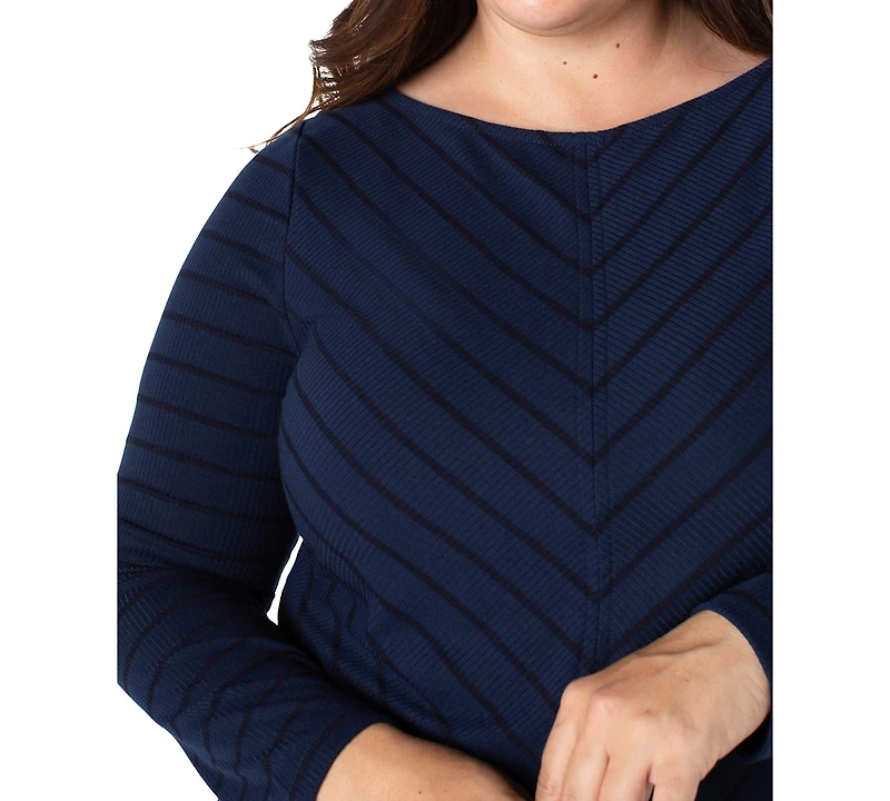 Liverpool Los Angeles Trendy Plus Striped Knit Top