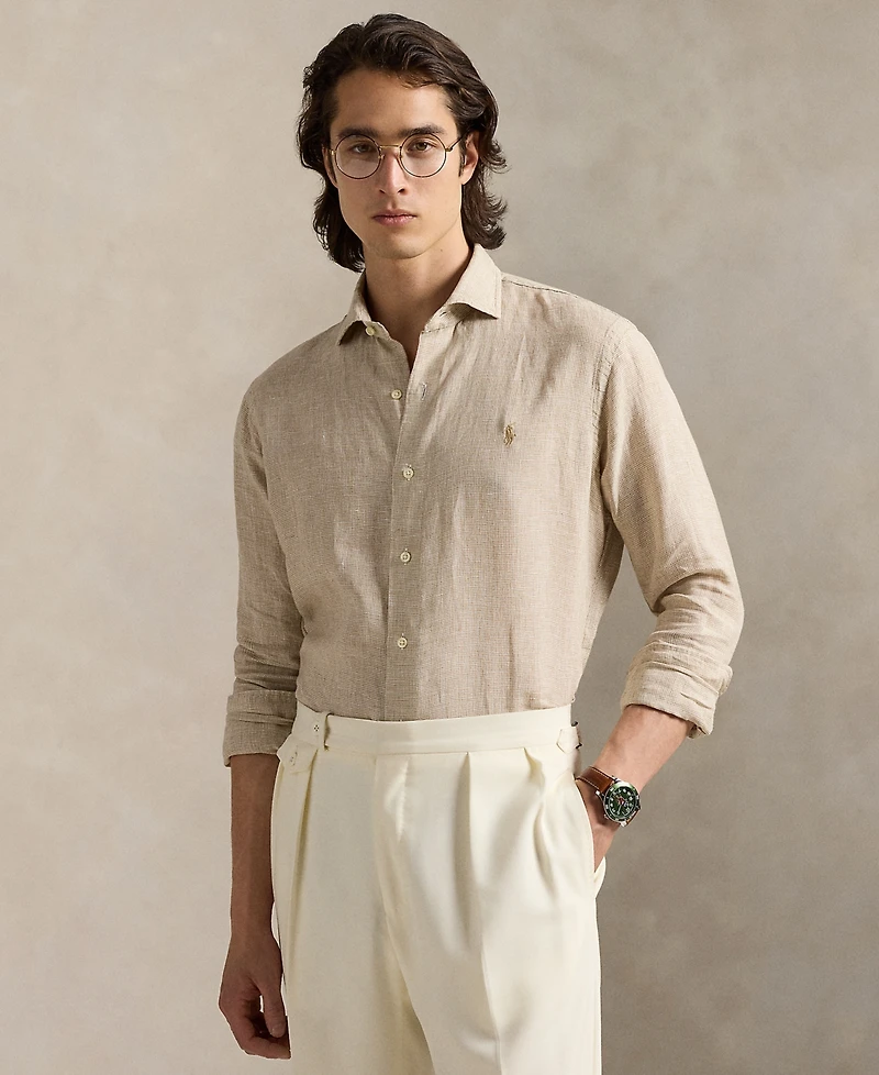 Polo Ralph Lauren Men's Classic-Fit Houndstooth Linen Shirt