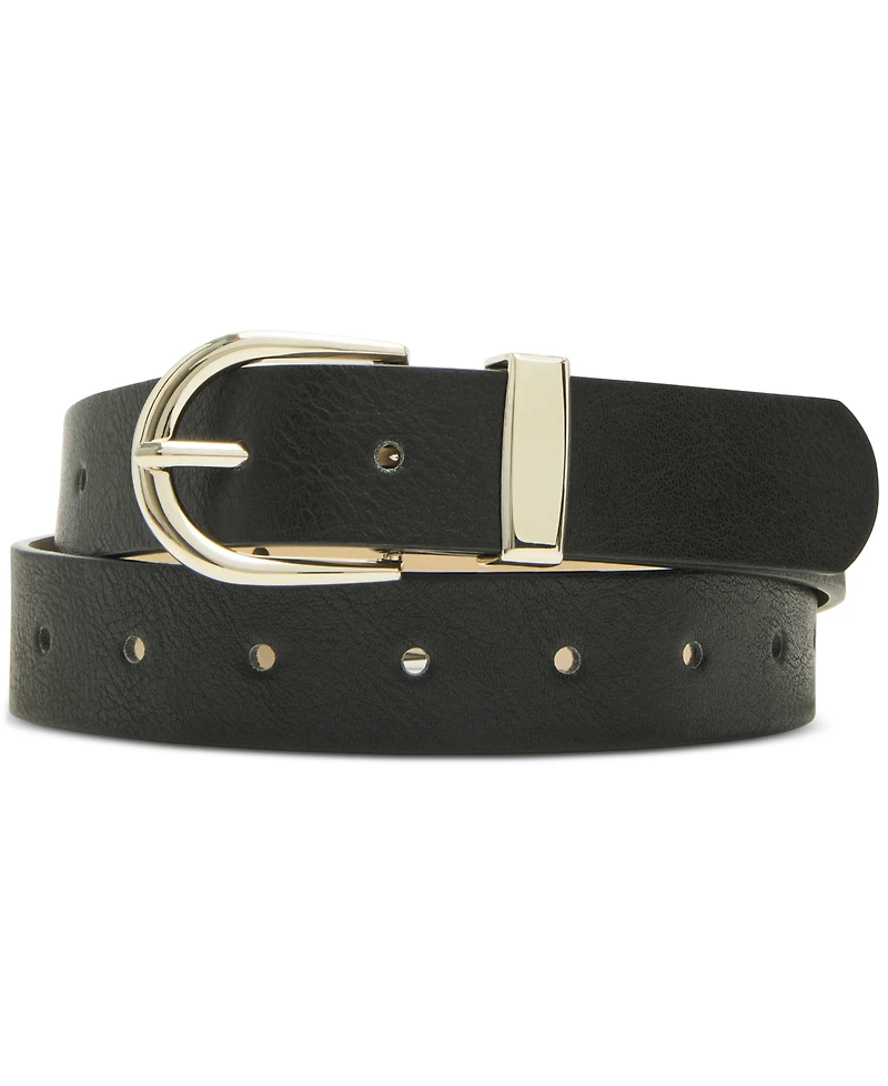 Steve Madden Classic Round Buckle & Roller-Buckle Belts, Set of 2