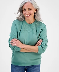 Style & Co Petite Embroidered Crewneck Sweatshirt, Exclusively at Macy's