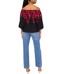 Sam & Jess Women's Off-The-Shoulder Floral Tie-Hem Top