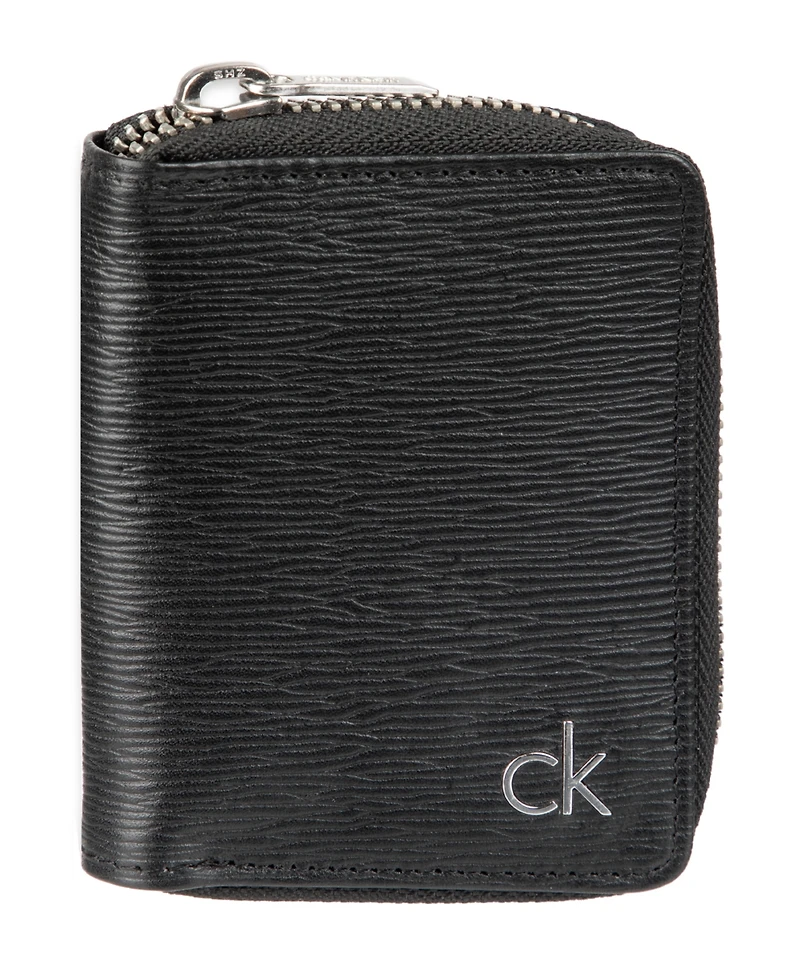Calvin Klein Men's Rfid Textured Leather Gusset Card Case Wallet