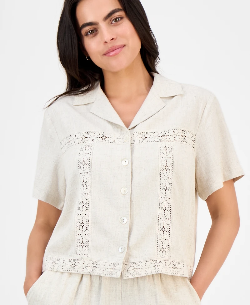 And Now This Petite Linen-Blend Camp Shirt, Exclusively at Macy's