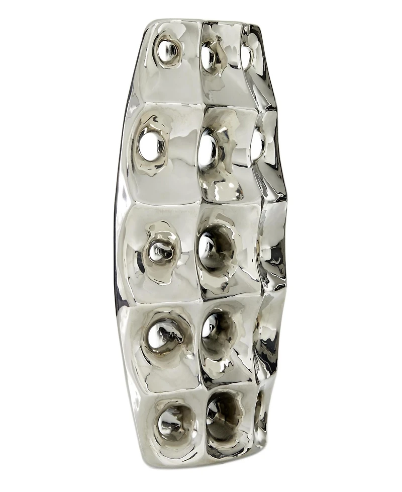 Rosemary Lane Ceramic 14" Modern Vase with Cut Out Designs