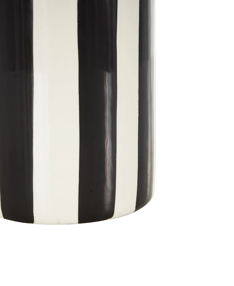 Rosemary Lane Ceramic 11" Rounded Striped Decorative Vase