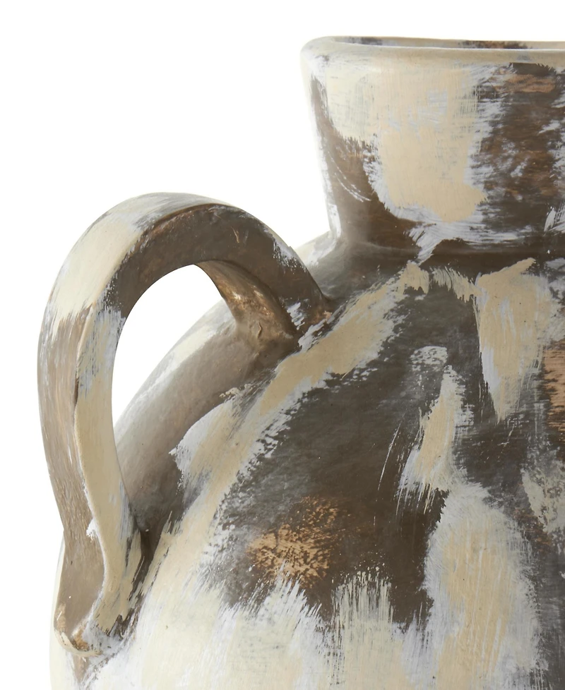 Rosemary Lane Antique Style Pot Ceramic 15" Vase with Curved Handles