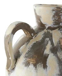 Rosemary Lane Antique Style Pot Ceramic 15" Vase with Curved Handles