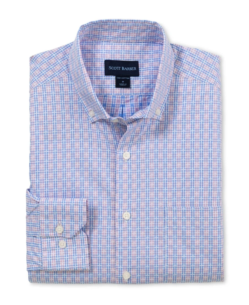 Scott Barber Men's Jacquard Plaid, Pink