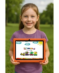 New Linsay 10.1" Kids Funny Tablet Octa Core 128GB Bundle with Red Kids Back Pack New Android 14 Dual Camera
