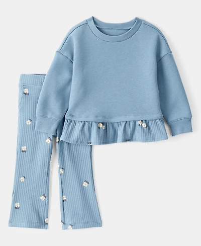 Carter's Baby Girls Floral Peplum Top & Flared Pants, 2 Piece Set