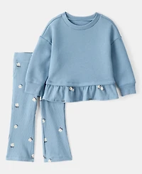 Carter's Baby Girls Floral Peplum Top & Flared Pants, 2 Piece Set