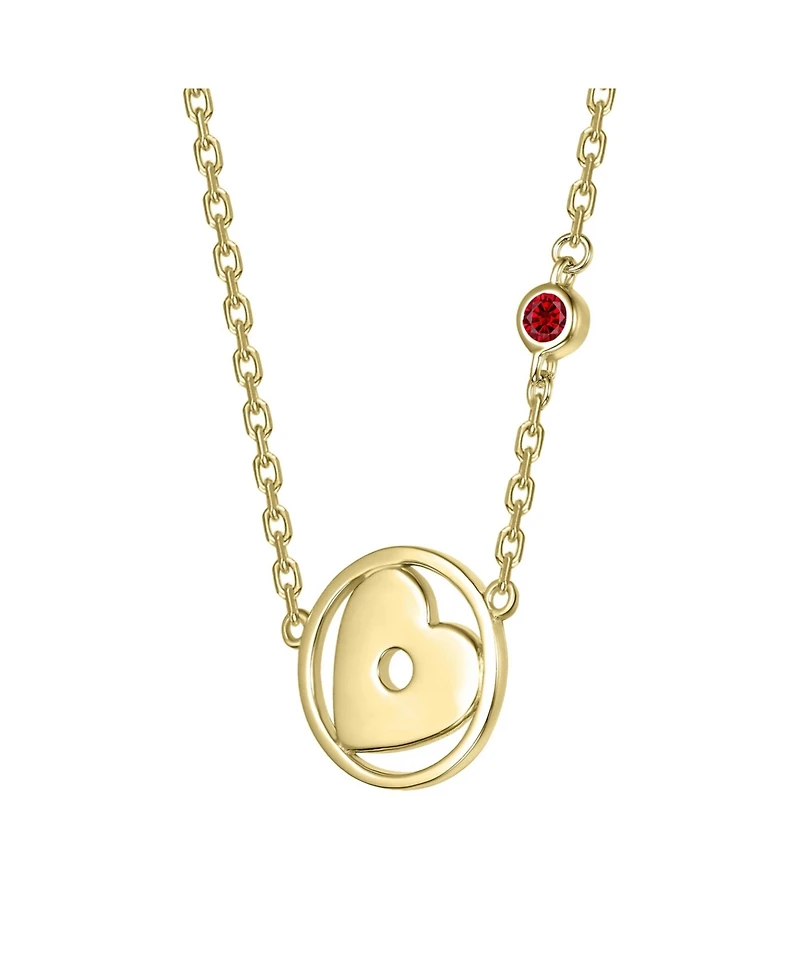 Kids 14K Gold Plated with Colored Cubic Zirconia Accent Heart Pendant Necklace
