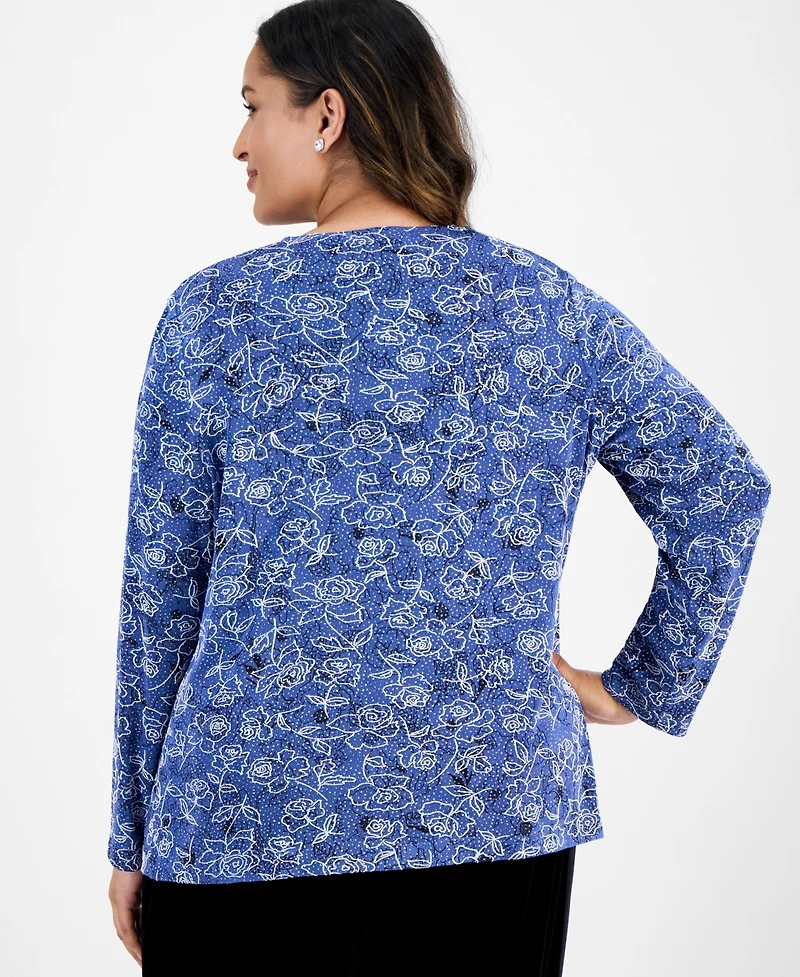 Alex Evenings Plus Printed Tank Top & Jacket Set