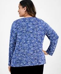Alex Evenings Plus Printed Tank Top & Jacket Set