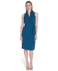 Calvin Klein Women's Sleeveless Wrap V-Neck Sheath Dress