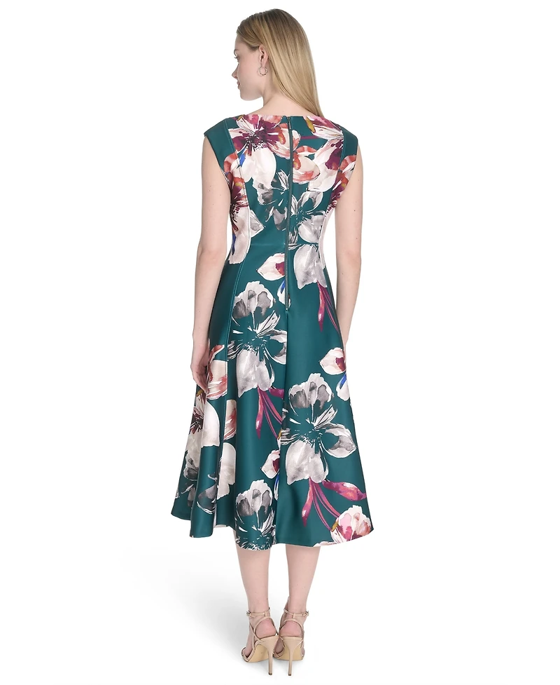 Calvin Klein Women's Short-Sleeve Midi A-Line Dress