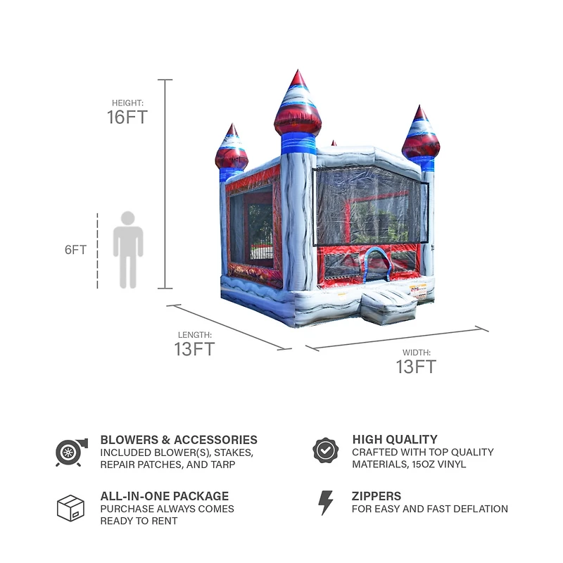 JumpOrange Titanium Commercial Grade Bounce House 13x13 for Kids and Adults (with Blower), Basketball Hoop, Outdoor Indoor, Bouncer Jumper, Birthday P