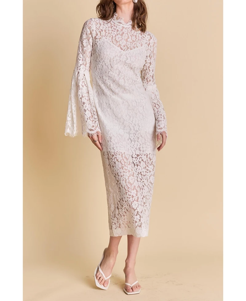 endless rose Women's Lace Column Midi Dress