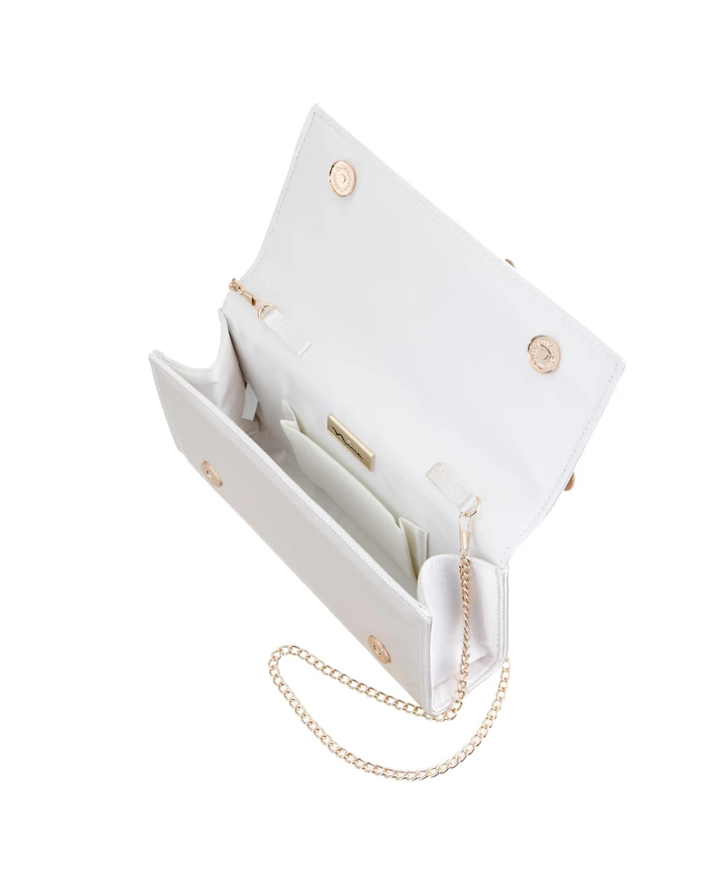 Nina Double Crystal Flower Slim Clutch Bag