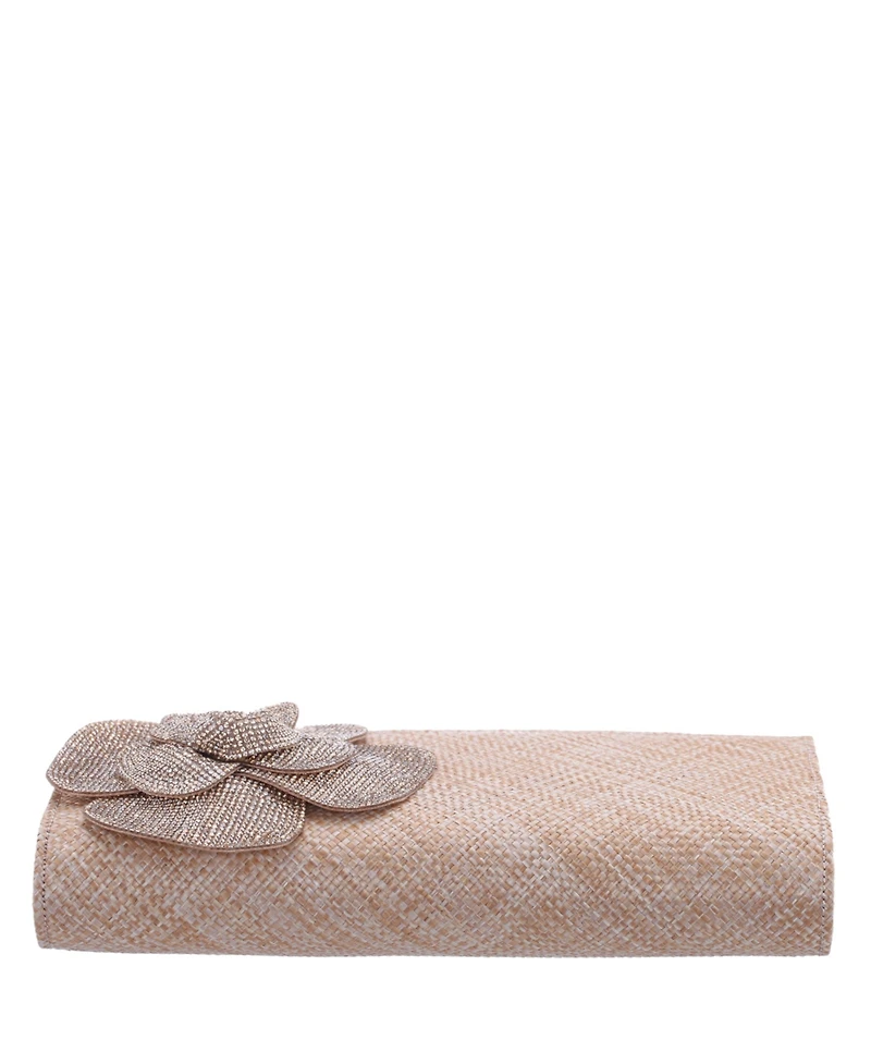 Nina Large Crystal Flower Slim Clutch Bag