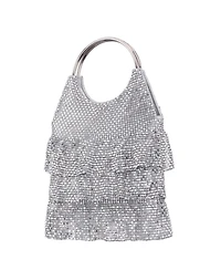 Nina 3-Tiered Crystal Mesh Ruffle Pouch Bag