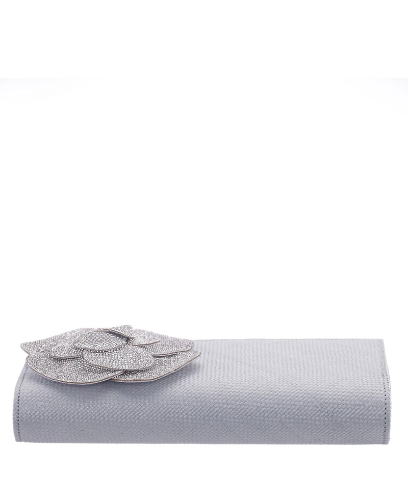 Nina Large Crystal Flower Slim Clutch Bag