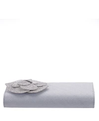 Nina Large Crystal Flower Slim Clutch Bag