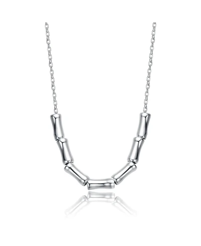 White Gold Plated with Bamboo-Inspired Beads Necklace