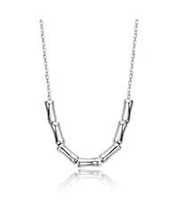 White Gold Plated with Bamboo-Inspired Beads Necklace