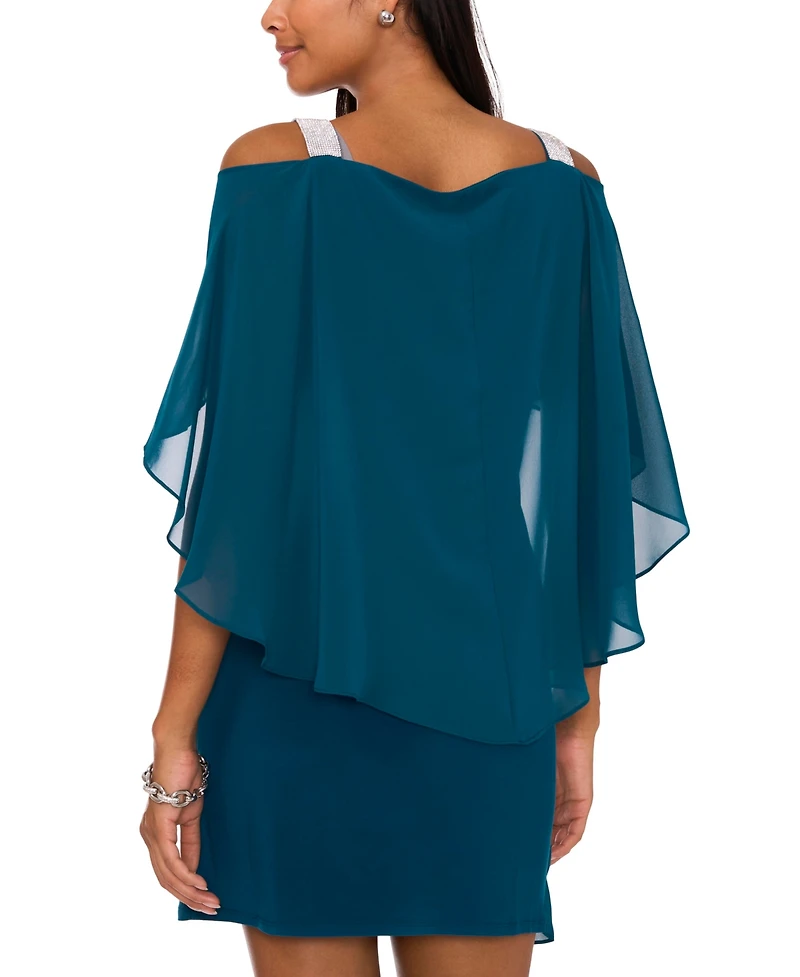 Msk Petite Ruched Cape Dress