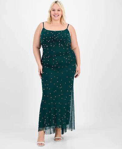 B Darlin Trendy Plus Emma Faux-Pearl Beaded Gown