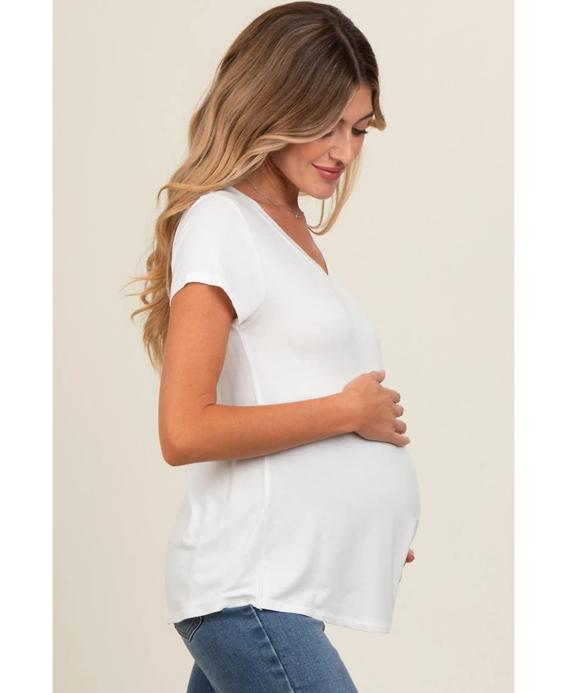 Pinkblush Maternity Black Basic V-Neck Short Sleeve Top
